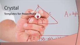  Presentation with executive - PPT layouts having mathematic wallpaper - cropped image of male executive background and a light gray colored foreground