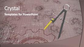  Presentation with digital image - PPT layouts consisting of mathematic wallpaper - digital image of drawing compass background and a gray colored foreground