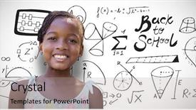  Presentation with white pigeon against the blue - Slide deck enhanced with mathematic wallpaper - portrait of happy girl background and a light gray colored foreground