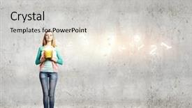  Presentation with flying - Colorful theme enhanced with mathematic wallpaper - young girl holding bucket backdrop and a light gray colored foreground