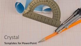  Presentation with math graph - Colorful PPT theme enhanced with mathematical-instruments-lie backdrop and a soft green colored foreground