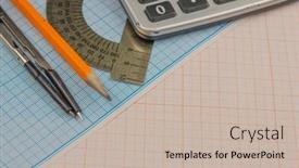  Presentation with math graph - PPT theme featuring mathematical-instruments-lie background and a soft green colored foreground