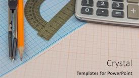  Presentation with math graph - Cool new presentation design with mathematical-instruments-lie backdrop and a soft green colored foreground