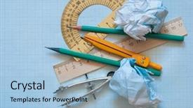  Presentation with math graph - Theme featuring mathematical instruments over the corner background and a light blue colored foreground