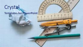  Presentation with math graph - Beautiful slides featuring mathematical instruments over the corner backdrop and a sky blue colored foreground