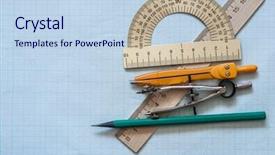  Presentation with math graph - Theme with mathematical instruments over the corner background and a sky blue colored foreground