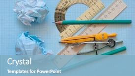  Presentation with math graph - Slide deck consisting of mathematical instruments over the corner background and a light blue colored foreground