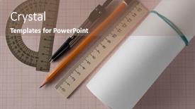  Presentation with math graph - Slides with mathematical-instruments-over-the-corner background and a coral colored foreground