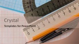  Presentation with math graph - Theme featuring mathematical-instruments-over-the-corner background and a coral colored foreground