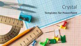  Presentation with math graph - Beautiful slides featuring mathematical-instruments-over-the-corner backdrop and a light blue colored foreground