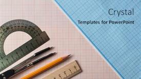  Presentation with math graph - Theme with mathematical-instruments-over-the-corner background and a light blue colored foreground