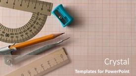  Presentation with math graph - Audience pleasing theme consisting of mathematical-instruments-over-the-corner backdrop and a coral colored foreground