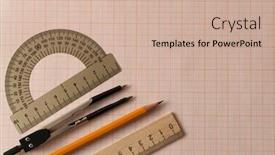  Presentation with math graph - Theme enhanced with mathematical-instruments-over-the-corner background and a coral colored foreground