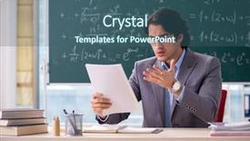  Presentation with math teacher - Audience pleasing slide deck consisting of young handsome math teacher in classroom backdrop and a coral colored foreground