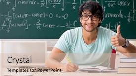  Presentation with student - Beautiful PPT theme featuring reading writing math - young male student mathematician backdrop and a lemonade colored foreground