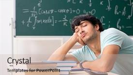  Presentation with student - Amazing presentation theme having fatigue test - young male student mathematician backdrop and a soft green colored foreground