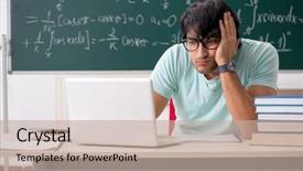  Presentation with student - Amazing presentation design having computer sciences maths - young male student mathematician backdrop and a mint green colored foreground