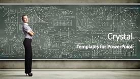  Presentation with business mathematics - PPT theme consisting of mathematics - business person standing background and a gray colored foreground