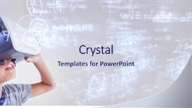  Presentation with virtual reality - Presentation design enhanced with mathematics - digitally composite image of trigonometric background and a sky blue colored foreground