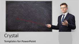  Presentation with pointer - Amazing theme having mathematics - handsome young teacher with laser backdrop and a light gray colored foreground