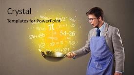  Presentation with mathematics - Colorful slide set enhanced with mathematics - person cooking numbers and mathematical backdrop and a coral colored foreground