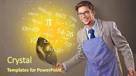  Presentation with mathematics - PPT theme having mathematics - person cooking numbers and mathematical background and a coral colored foreground