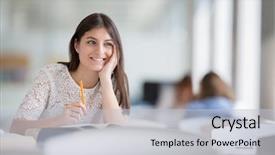  Presentation with college - Presentation theme with mathematics - pretty young college student looking background and a light gray colored foreground