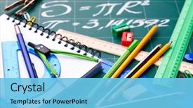  Presentation with mathematics - Beautiful theme featuring mathematics - school office supplies isolated backdrop and a light blue colored foreground