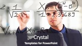  Presentation with business mathematics - Beautiful PPT theme featuring mathematics - young business man writing math backdrop and a dark gray colored foreground