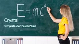  Presentation with student - PPT layouts with mathematics - young female student in front background and a ocean colored foreground