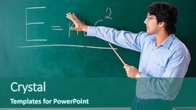  Presentation with physic - Presentation theme consisting of mathematics - young male physic standing background and a ocean colored foreground