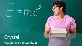  Presentation with physic - Presentation theme consisting of mathematics - young male physic standing background and a ocean colored foreground