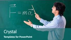  Presentation with physic - Beautiful PPT theme featuring mathematics - young male physic standing backdrop and a ocean colored foreground