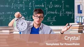  Presentation with math - PPT layouts with mathematics - young male student studying math background and a coral colored foreground