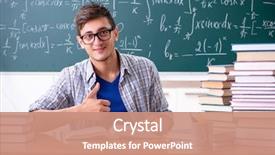  Presentation with math - Colorful PPT theme enhanced with mathematics - young male student studying math backdrop and a coral colored foreground