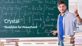  Presentation with math - Presentation theme having mathematics - young male student studying math background and a ocean colored foreground