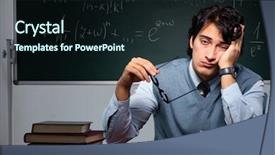  Presentation with mathematics - Theme having mathematics - young math teacher in front background and a wine colored foreground