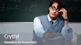  Presentation with mathematics - Slide deck featuring mathematics - young math teacher in front background and a gray colored foreground