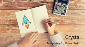  Presentation with technology education - PPT theme enhanced with mathematics cartoon - business education people and technology background and a coral colored foreground