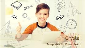  Presentation with children education - Cool new PPT theme with mathematics computers - leisure children technology education backdrop and a cream colored foreground