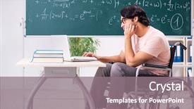  Presentation with mathematics - Audience pleasing PPT theme consisting of mathematics computers - young handsome man in wheelchair backdrop and a gray colored foreground