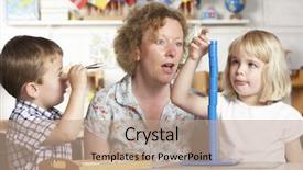  Presentation with young children - Colorful theme enhanced with mathematics education - adult helping two young children backdrop and a coral colored foreground