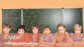  Presentation with school children - Beautiful presentation featuring mathematics education - group of school children studying backdrop and a coral colored foreground