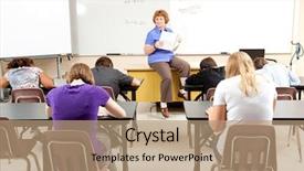  Presentation with algebra - PPT theme with mathematics education - teacher at the head background and a coral colored foreground