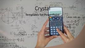  Presentation with calculator - PPT theme consisting of mathematics equation circle - cropped hands of businesswoman using background and a light gray colored foreground