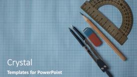  Presentation with math graph - Amazing PPT theme having mathematics-geometry-tool-for-student backdrop and a teal colored foreground