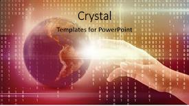  Presentation with binary blue - Presentation theme with mathematics planet earth - close-up of cropped hand background and a coral colored foreground