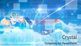  Presentation with binary blue - Colorful slide deck enhanced with mathematics planet earth - world map and brown cardboard backdrop and a arctic colored foreground