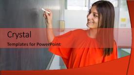  Presentation with pretty female military - Theme with mathematics space science - pretty young female teacher background and a red colored foreground