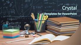  Presentation with school kids reading books - Cool new PPT layouts with mathematics space science - school books and stationery backdrop and a tawny brown colored foreground